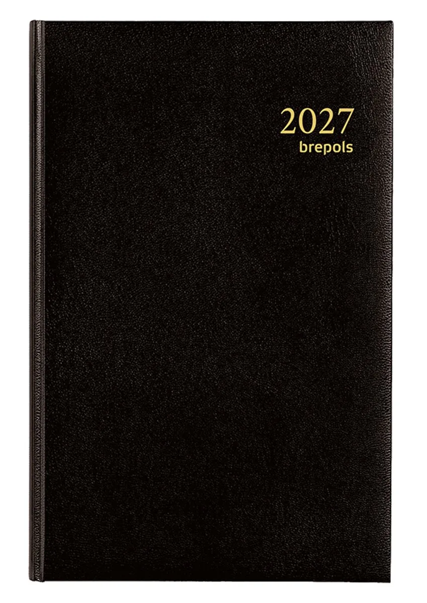 bureau agenda 2027 - SATURNUS LUXE [0.216] - LIMA - Bureau agenda - 1 dag op 1 pagina - Dagoverzicht - 13.3 x 20.8 cm by Brepols in Black – product photo