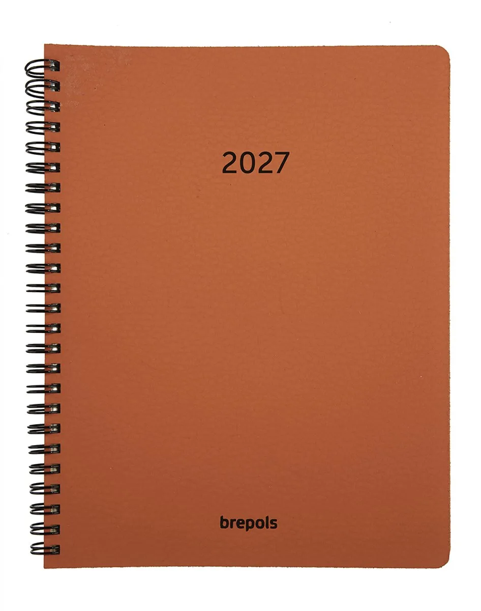 bureau agenda 2027 - TIMING [0.136] - CALVI - Bureau agenda - 1 week op 2 pagina's - Weekoverzicht - Wire-O - 17.1 x 22 cm fra Brepols i Orange – produktbillede