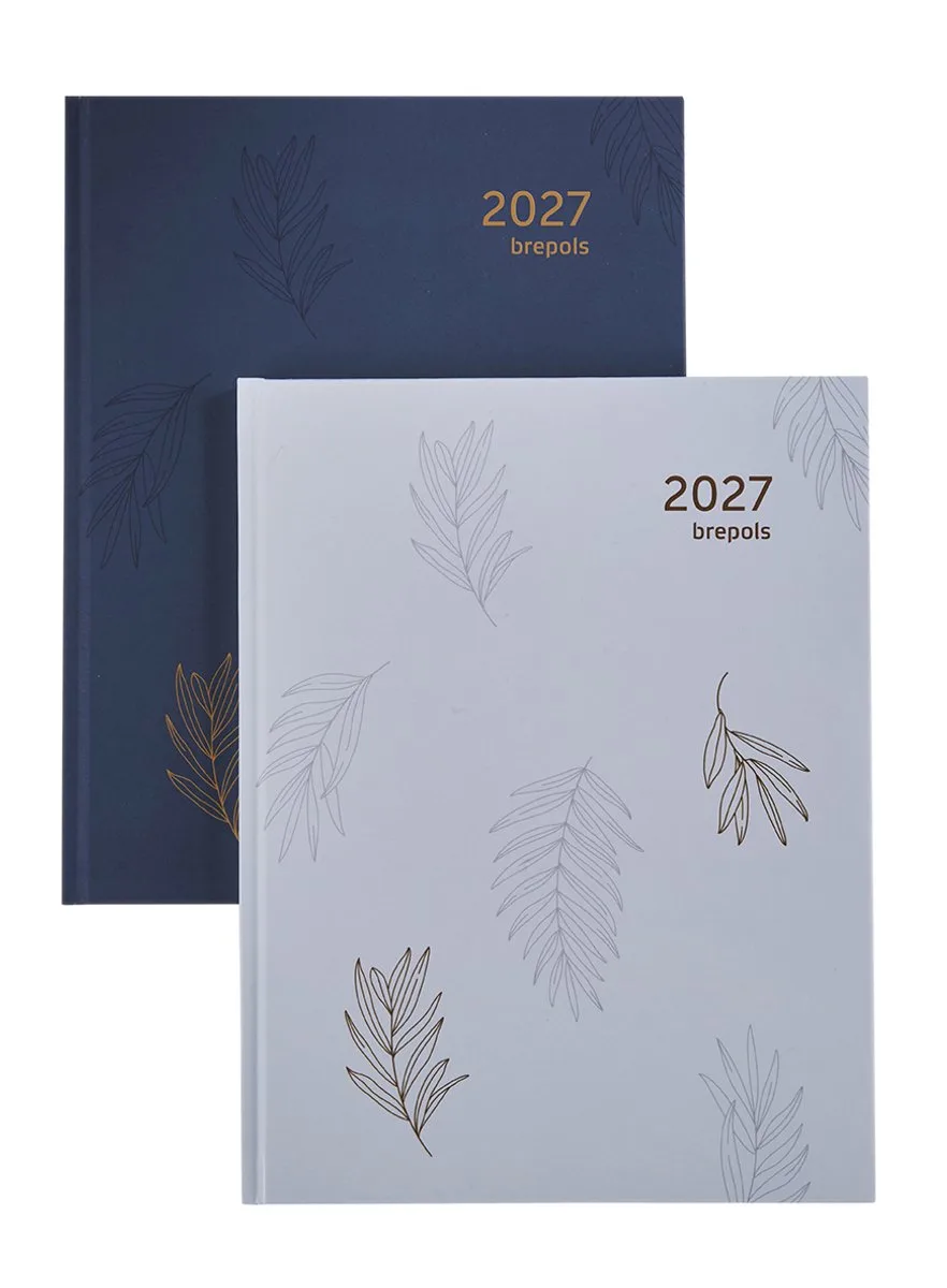 bureau agenda 2027 - TIMING [0.136] - TROPICAL FLOWERS - Bureau agenda - 1 week op 2 pagina's - Weekoverzicht - 17.1 x 22 cm von Brepols in Dunkelblau – Produktfoto