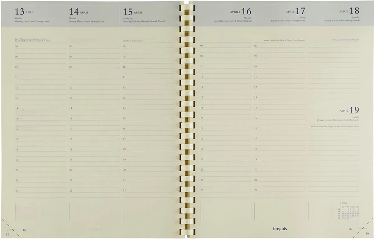 bureau agendavulling 2027 - CONCORDE [0.240] - VULLING - Bureau agenda - 1 week op 2 pagina's - Weekoverzicht - Gespiraleerd - Navulling - 21 x 27 cm van Brepols in Ivoor – productfoto