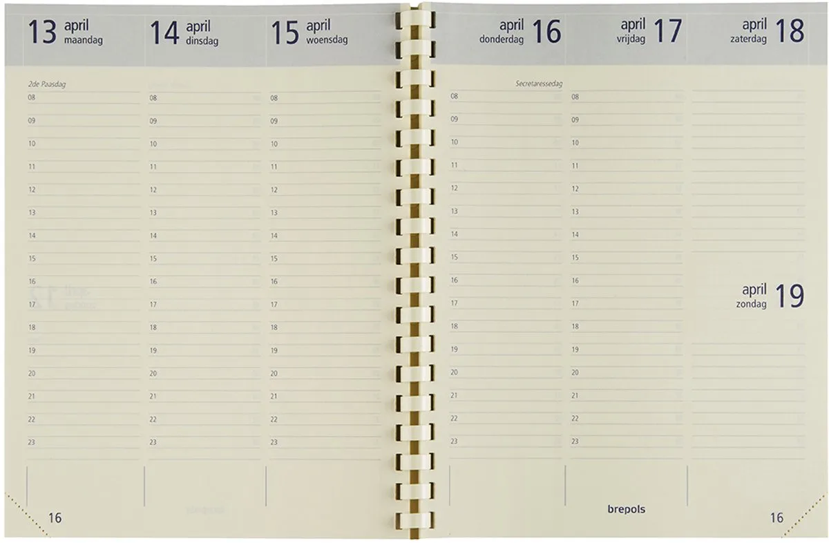 bureau agendavulling 2027 - OPTIVISION LARGE [0.117] - VULLING - Bureau agenda - 1 week op 2 pagina's - Weekoverzicht - Gespiraleerd - Navulling - 17.1 x 22 cm van Brepols in Ivoor – productfoto