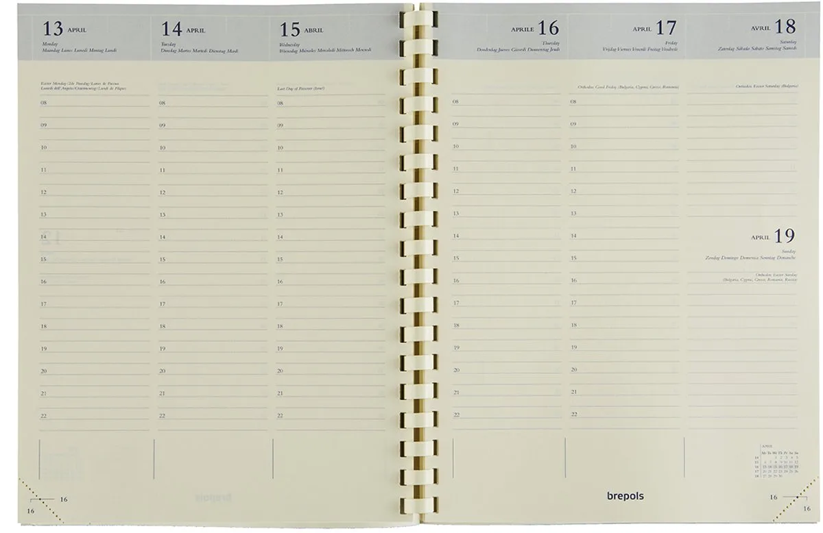 bureau agendavulling 2027 - TIMING [0.136] - VULLING - Bureau agenda - 1 week op 2 pagina's - Weekoverzicht - Navulling - 17.1 x 22 cm van Brepols in Ivoor – productfoto