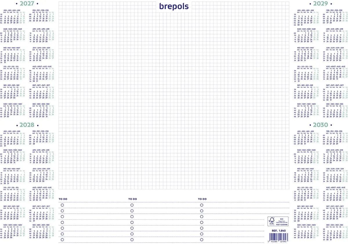 Bureau Onderlegblok 2027-2028-2029-2030 [1.843] - 50 x 35 cm by Brepols in White – product photo