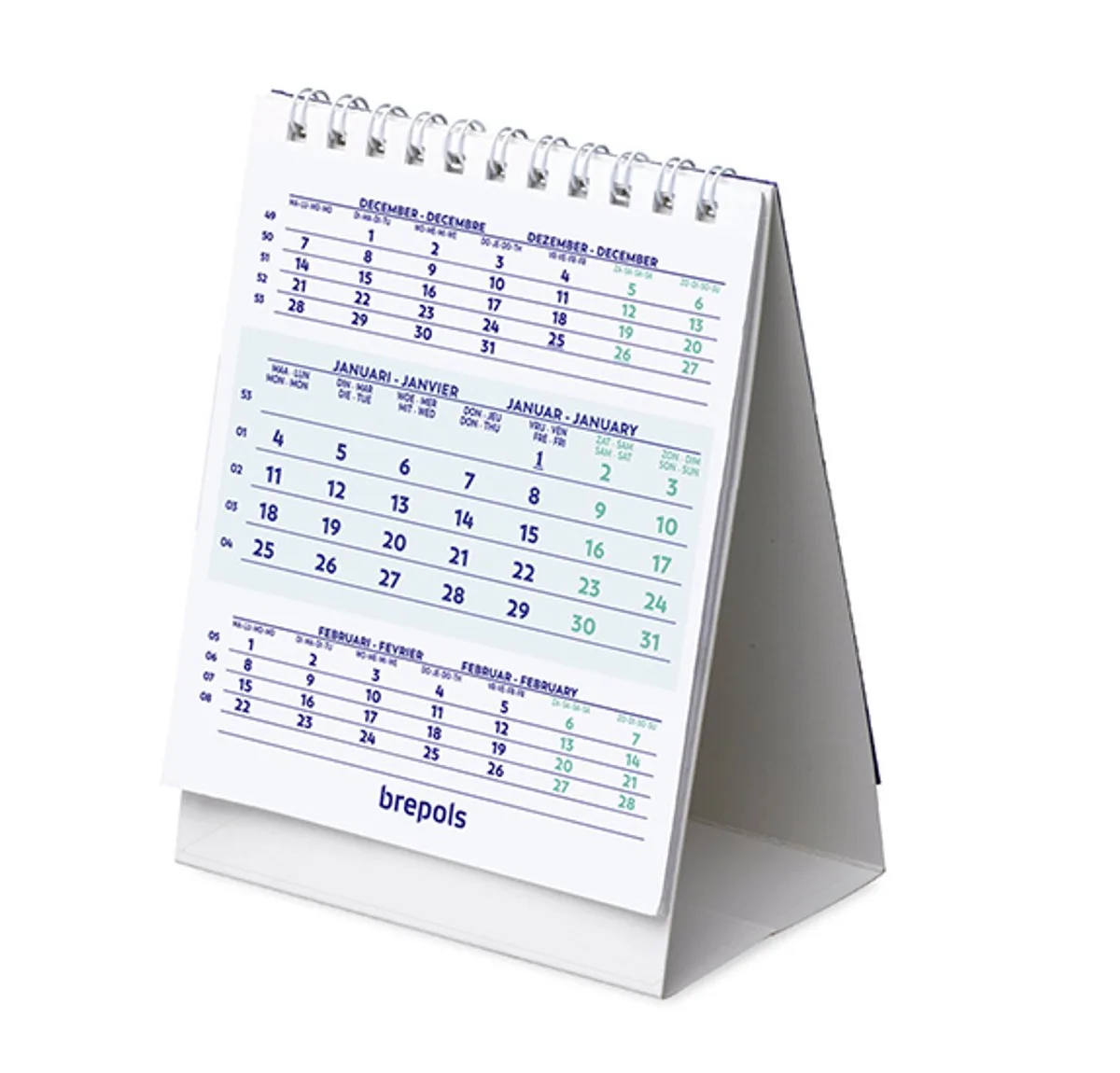 Bureaukalender 2027 - Wire-O - 10.5 x 13 cm de Brepols en Blanc – photo produit