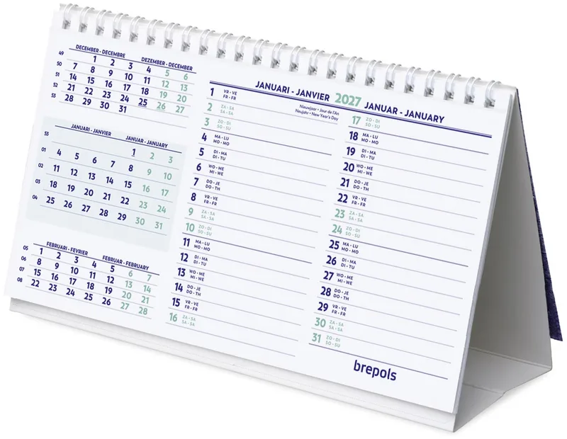 bureaukalender, horizontaal, 2027 van Brepols – productfoto