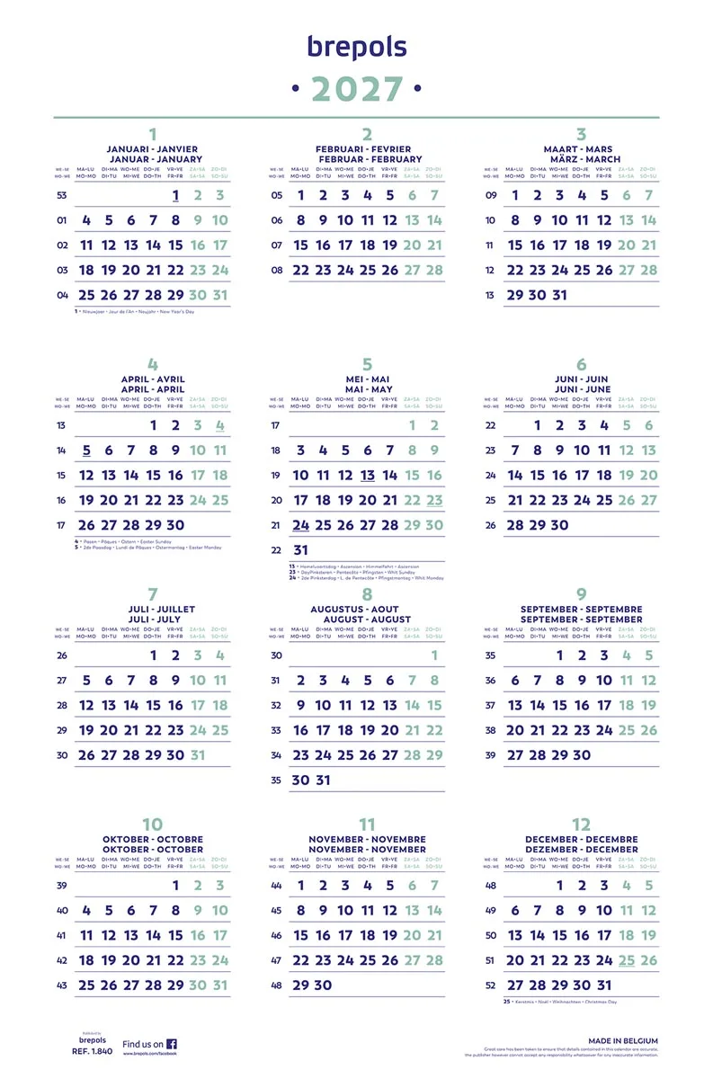 Jaarkalender, 2027 by Brepols – product photo