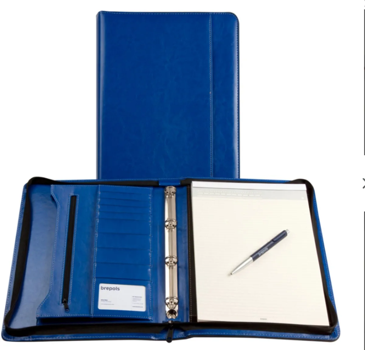 Palermo Kunstleder schrijfmap - 4 rings met schrijfblok - Royal Blue van Brepols in Blauw – productfoto