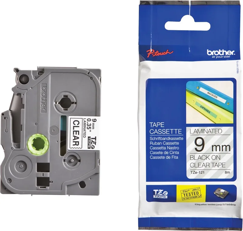 Black on Clear Gloss Laminated Tape, 9mm by Brother in Transparent – product photo