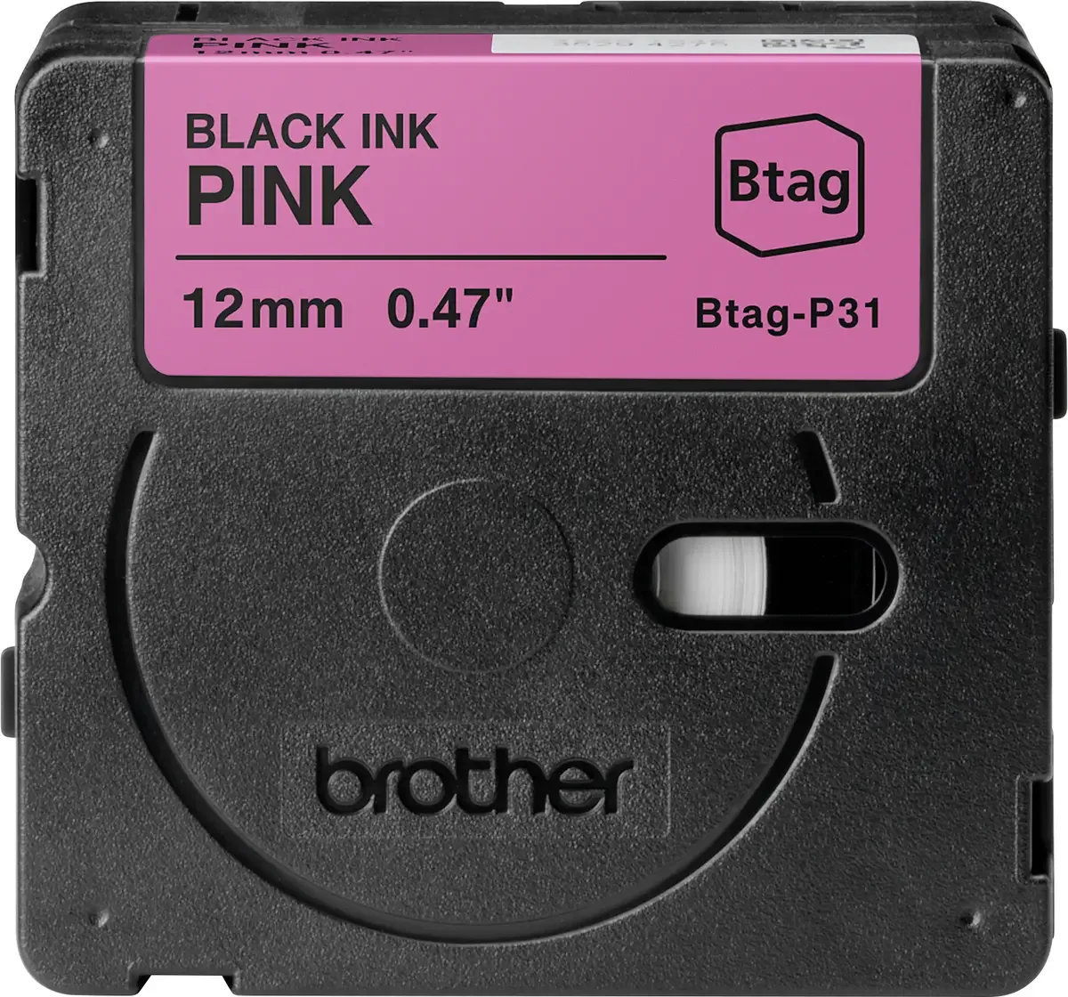 Btag-P31 Schriftband Bandfarbe: Pink Schriftfarbe: Schwarz 12 mm 4 m van Brother – productfoto