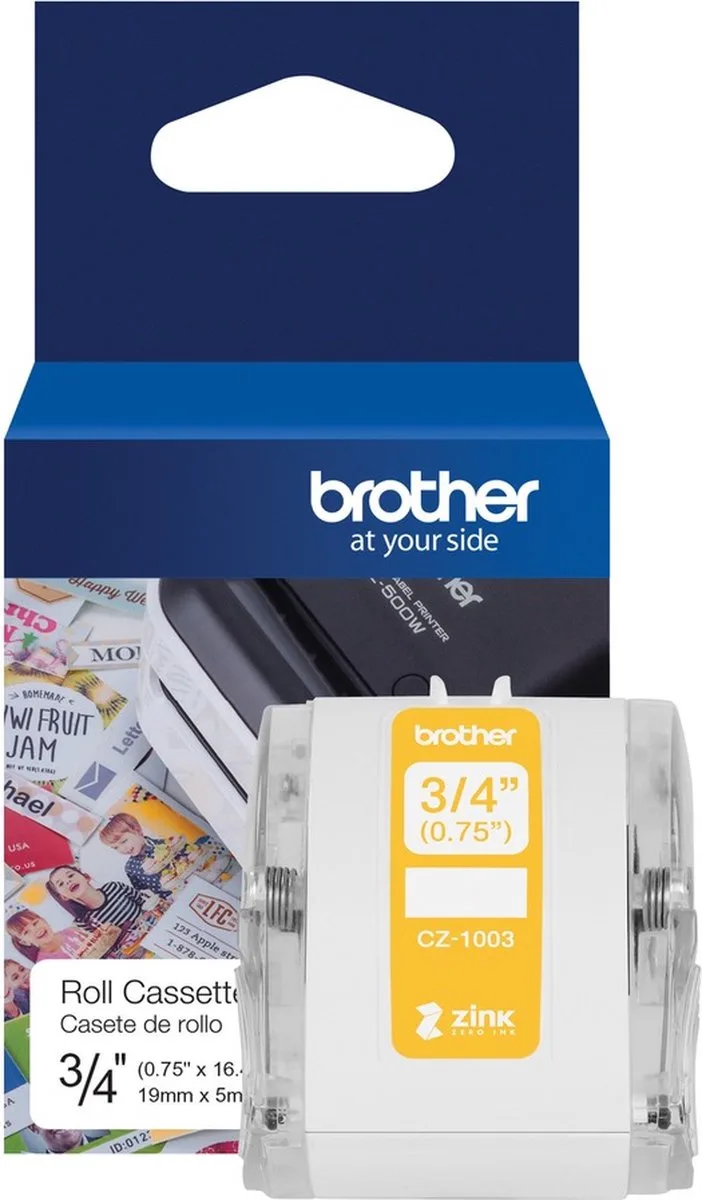 CZ1003 Rol met etiketten 19 mm x 5 m Papier 1 stuk(s) Permanent hechtend Gekleurde etikettenrol von Brother in Weiß – Produktfoto