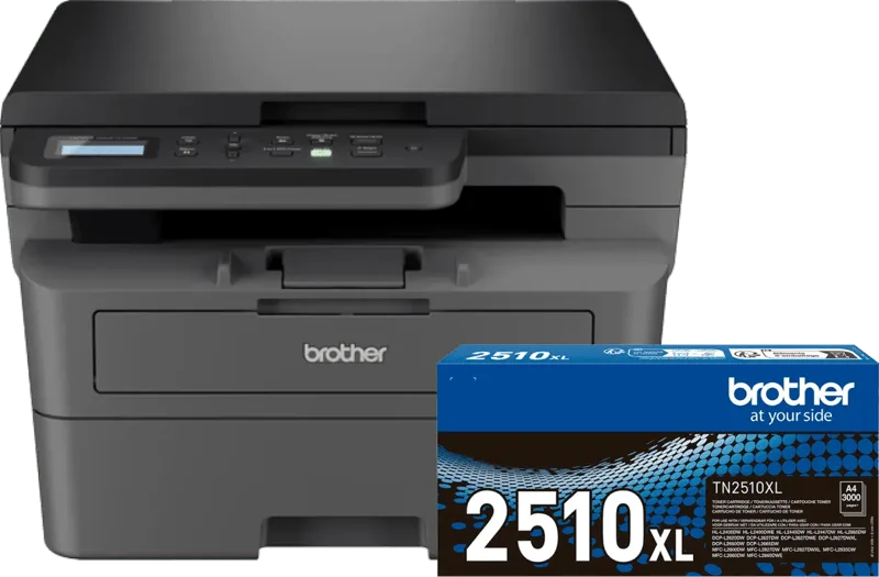 DCP-L2627DWE + 1 extra zwarte XL toner von Brother – Produktfoto