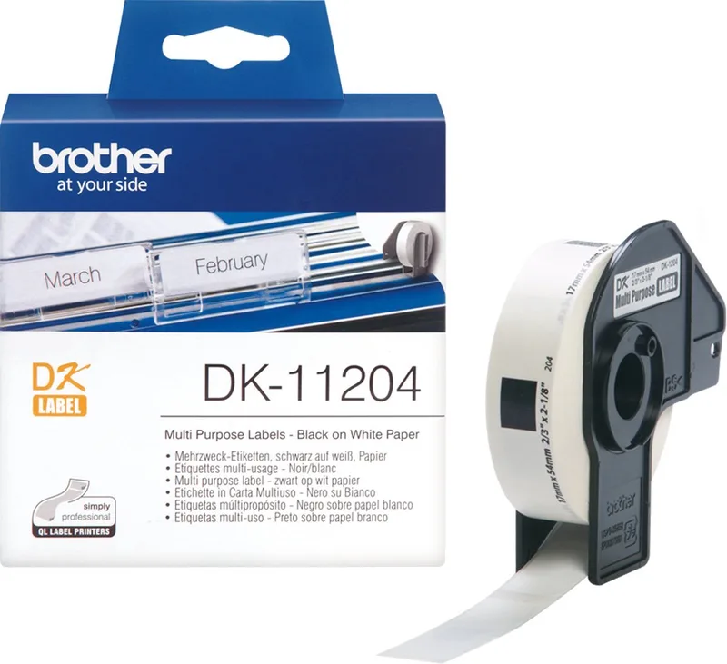 DK-11204 Die-Cut label: 54X17mm - Multipurpose label - (400 labels/roll) de Brother en Blanc – photo produit