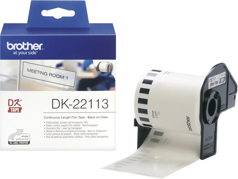 DK-22113 Etiketten Rolle 62 mm x 15.24 m Folie Transparent 1 St. Permanent haftend DK22113 Universal-Etiketten de Brother – photo produit