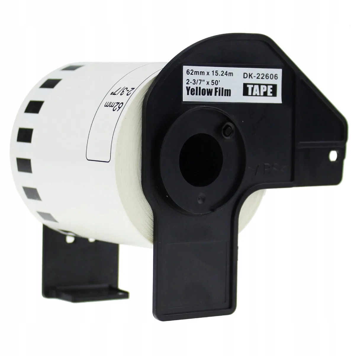 DK-22606 Thermische Tape 62mm Zwart Permanente Lijm från Brother i Gul – produktbild