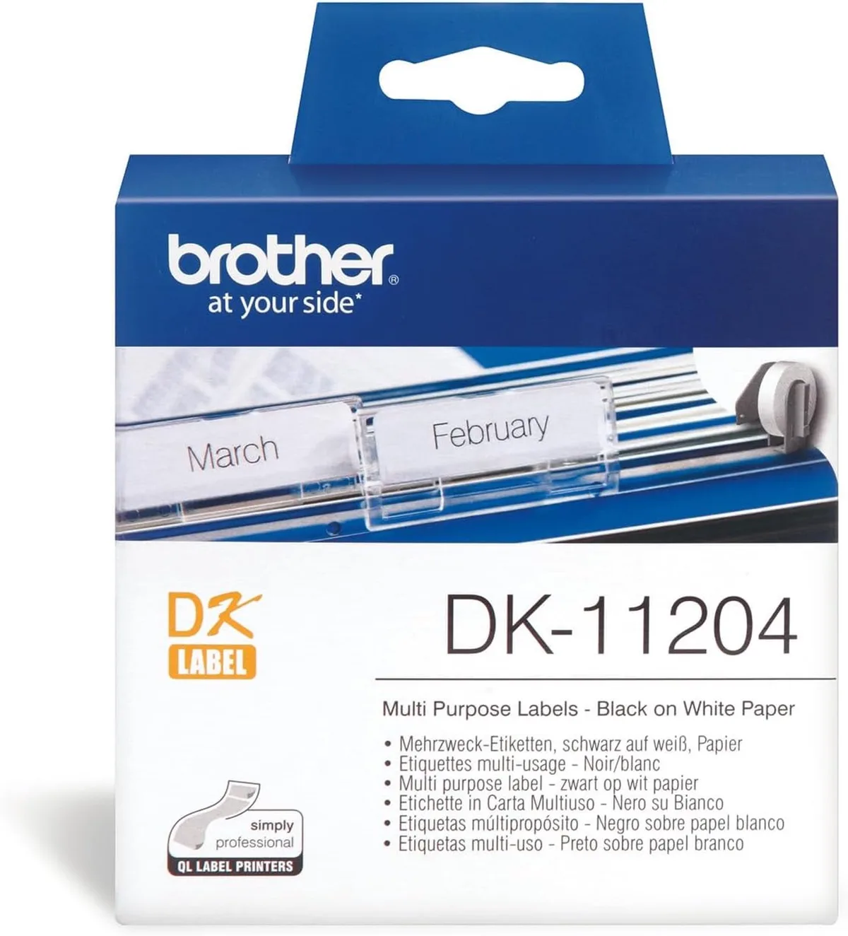 DK11204 Adresetiketten - 17x52mm 400 stuks från Brother i Vit – produktbild