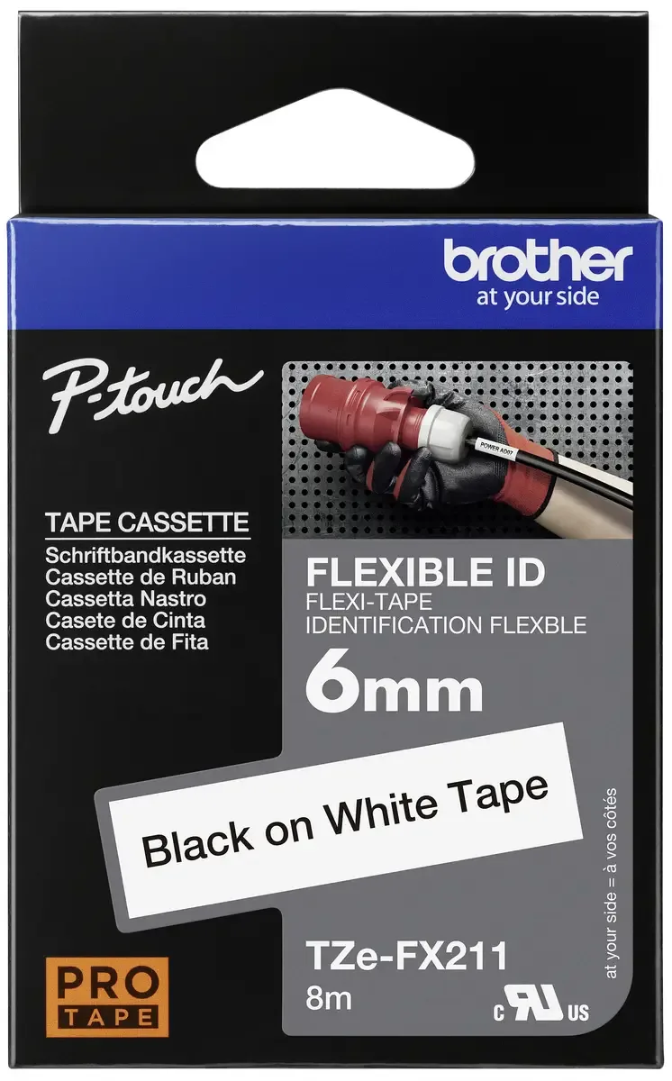 Etiketten Brother TZe-FX TZe-FX211 Bandfarbe: Weiß Schriftfarbe:Schwarz 6 mm 8 m de Brother – photo produit
