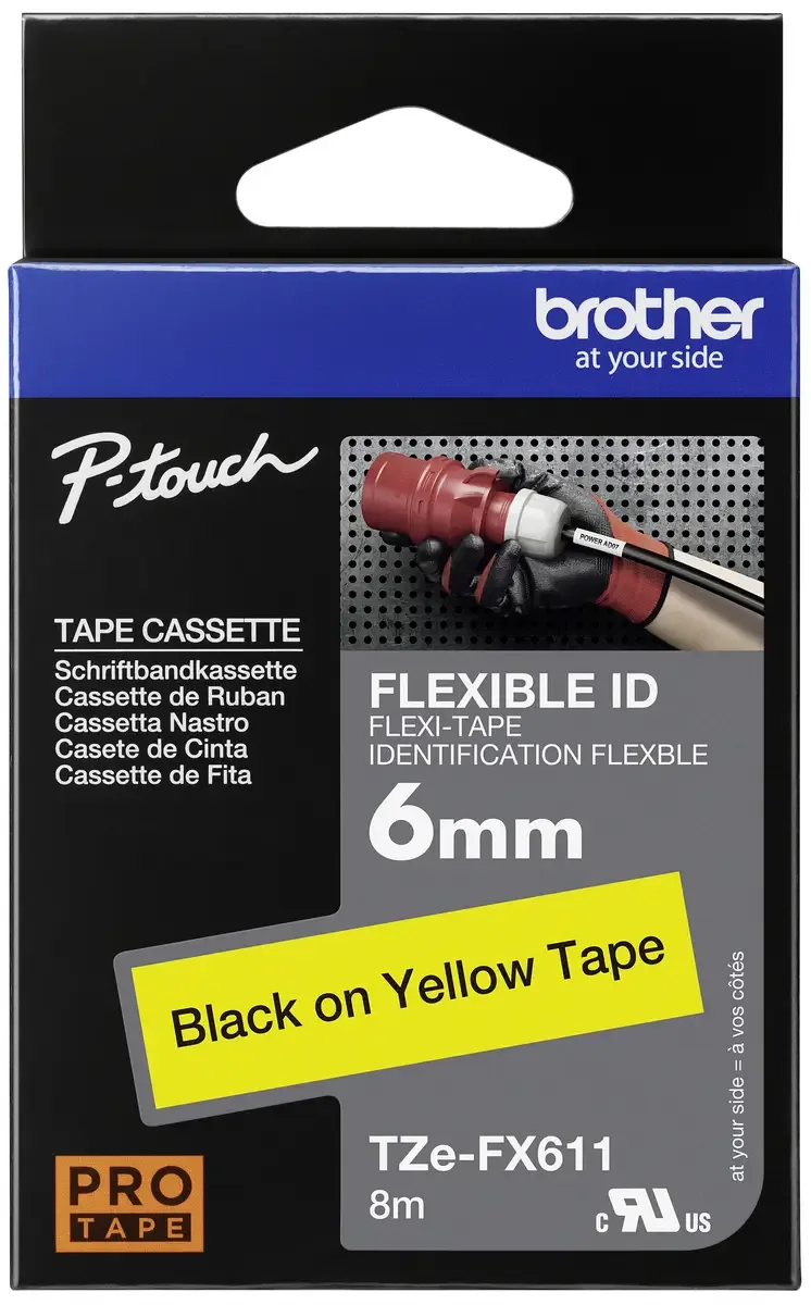 Etiketten Brother TZe-FX TZe-FX611 Bandfarbe: Gelb Schriftfarbe:Schwarz 6 mm 8 m by Brother – product photo