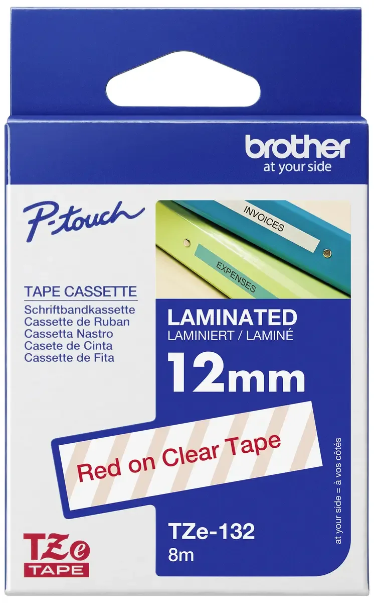 Etiketten Brother TZe TZe-132 Kunststoff Bandfarbe: Transparent Schriftfarbe:Rot 12 mm 8 m by Brother – product photo