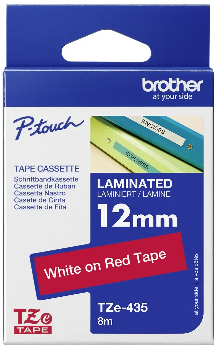 Etiketten Brother TZe TZe-435 Kunststoff Bandfarbe: Rot Schriftfarbe:Weiß 12 mm 8 m by Brother – product photo