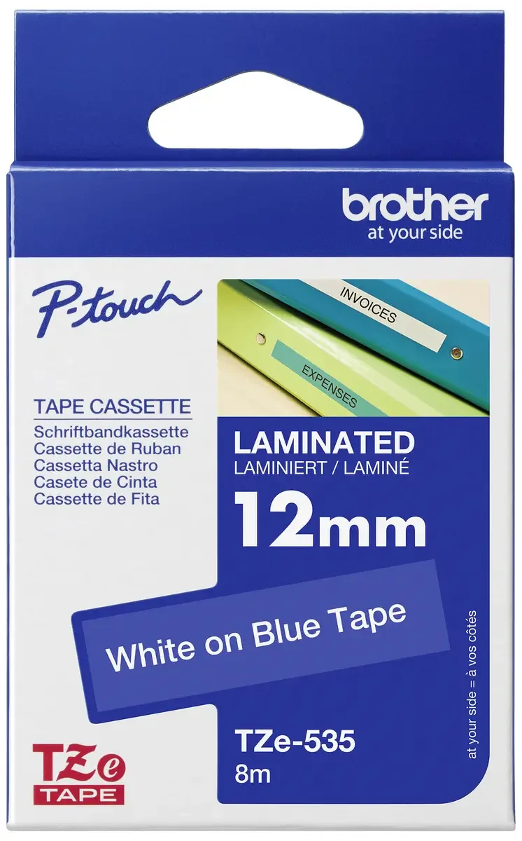 Etiketten Brother TZe TZe-535 Kunststoff Bandfarbe: Blau Schriftfarbe:Weiß 12 mm 8 m de Brother – photo produit