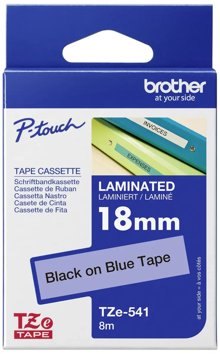 Etiketten Brother TZe TZe-541 PET Bandfarbe: Blau Schriftfarbe:Schwarz 18 mm 8 m de Brother – photo produit