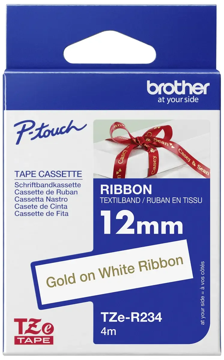 Etiketten Brother TZe TZe-R234 Bandfarbe: Weiß Schriftfarbe:Gold 12 mm 4 m de Brother – photo produit
