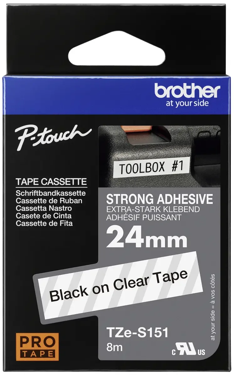 Etiketten Brother TZe TZe-S151 Bandfarbe: Transparent Schriftfarbe:Schwarz 24 mm 8 m de Brother – photo produit