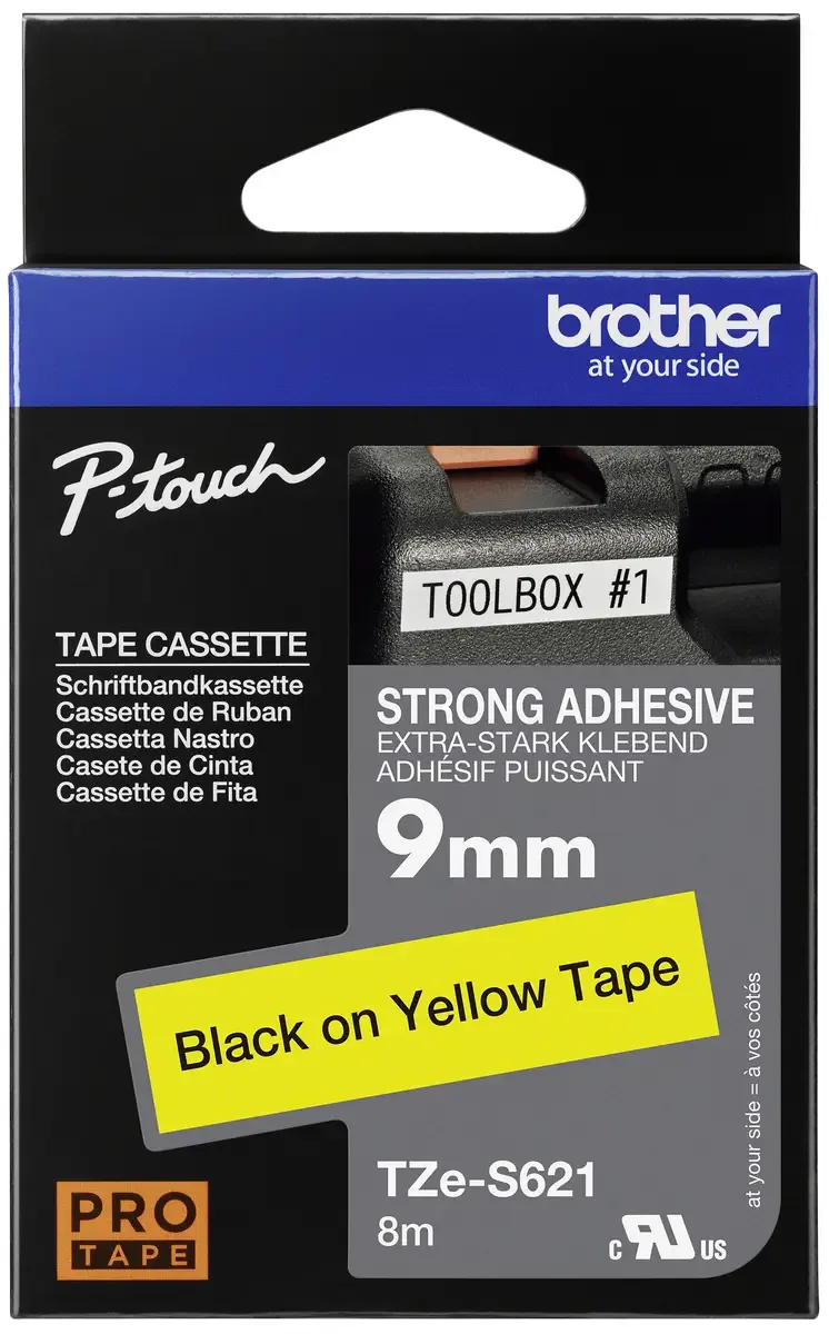 Etiketten Brother TZe TZe-S621 PET Bandfarbe: Gelb Schriftfarbe:Schwarz 9 mm 8 m by Brother – product photo