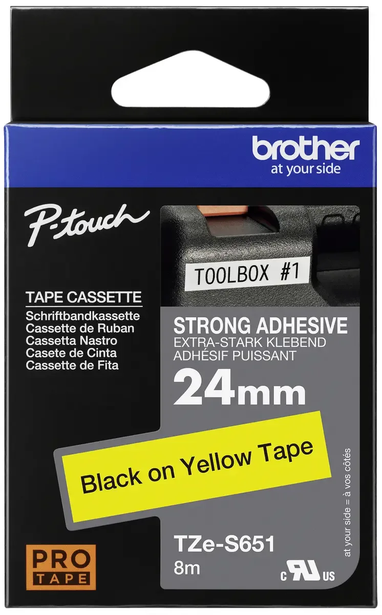 Etiketten Brother TZe TZe-S651 Bandfarbe: Gelb Schriftfarbe:Schwarz 24 mm 8 m de Brother – photo produit