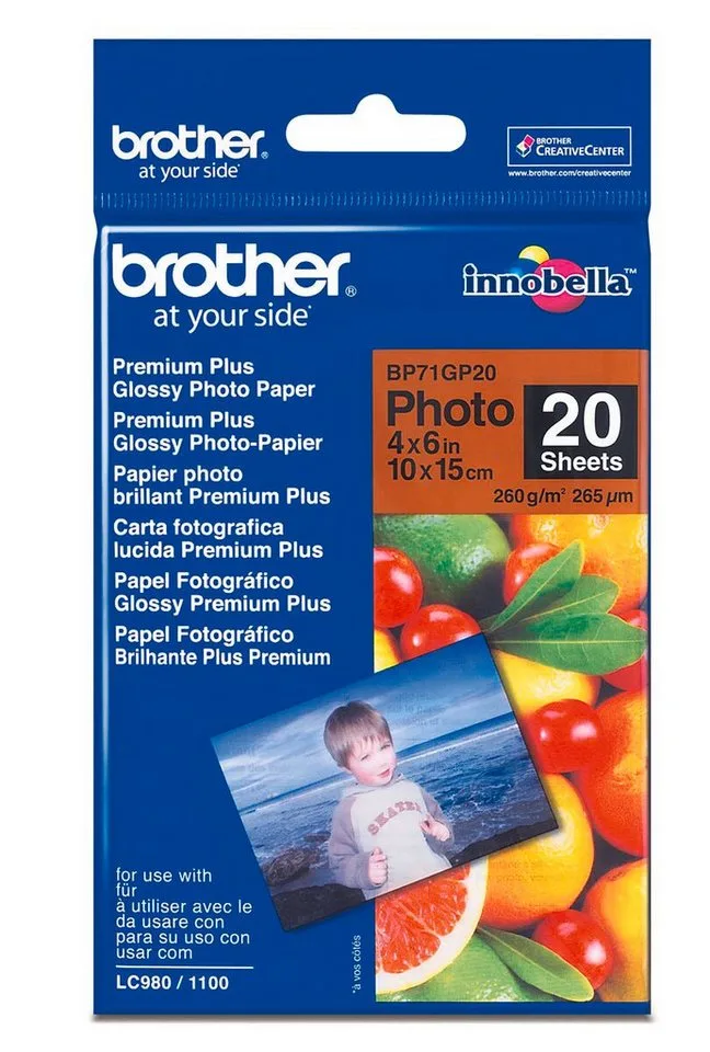Fotopapier A6 20 Blatt (bis 6000 dpi) 260g/m² Tintenpatrone de Brother en Noir – photo produit