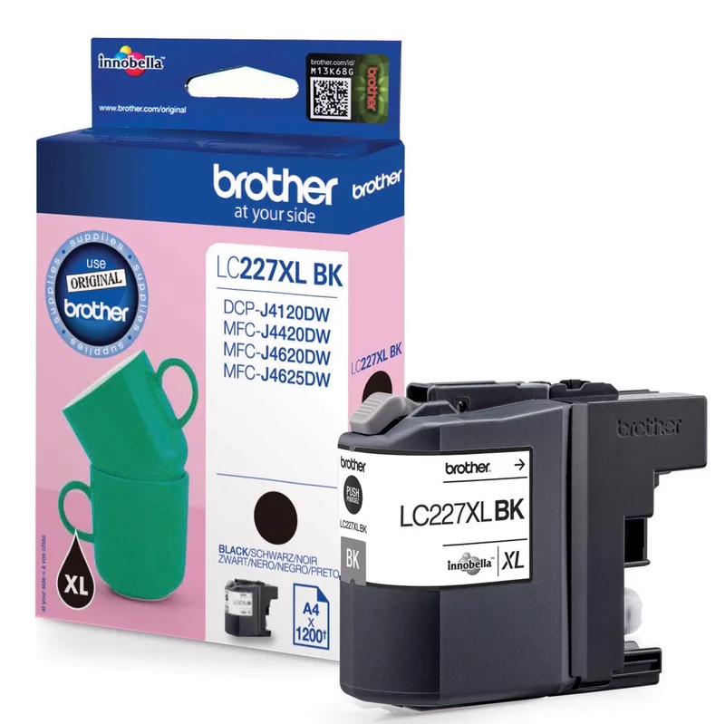 inktcartridge, 1.200 pagina's, OEM LC-227XLBK, zwart, op blister van Brother – productfoto