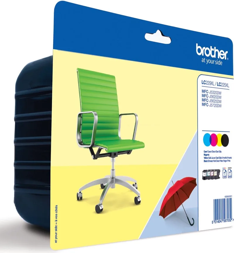 inktcartridge, 2.400 pagina's, OEM LC-229XLVAL, 4 kleuren 4 stuks by Brother in Assortiment aan kleuren – product photo