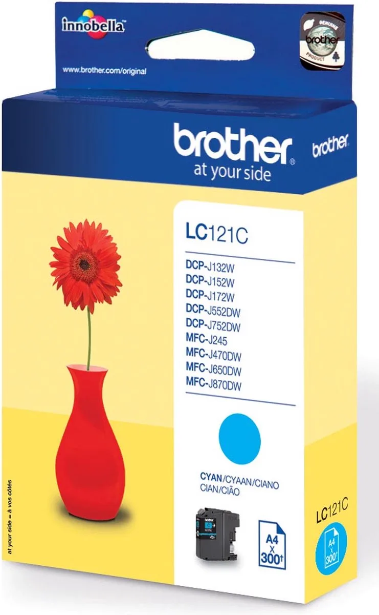 inktcartridge, 300 pagina's, OEM LC-121C, 5 stuks de Brother en Cyaan – photo produit