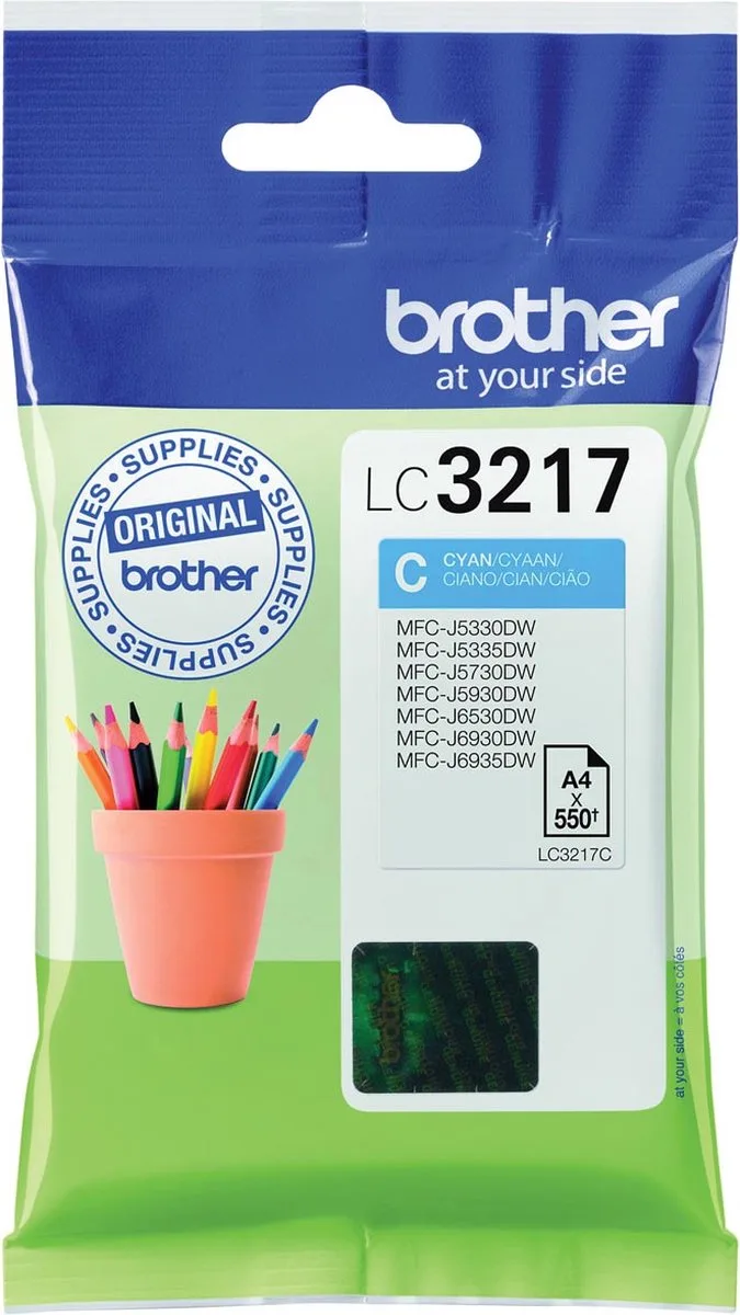 inktcartridge, 550 pagina's, OEM LC-3217C, 5 stuks de Brother en Cyaan – photo produit