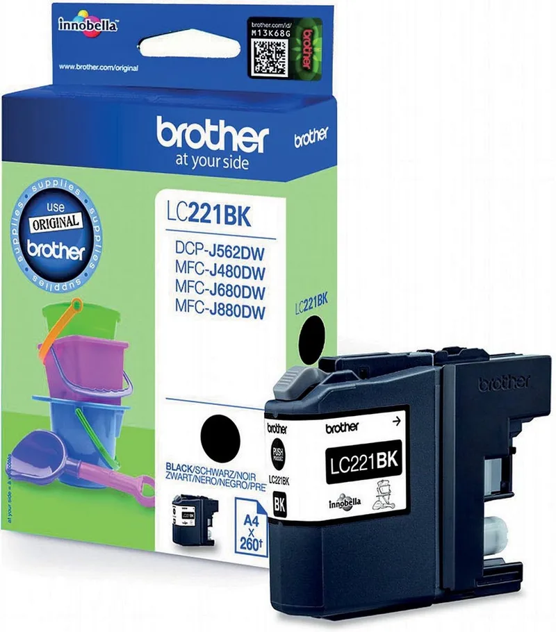 Inktcartridge brother lc-221bk | 1 stuk | 5 stuks de Brother en Noir – photo produit