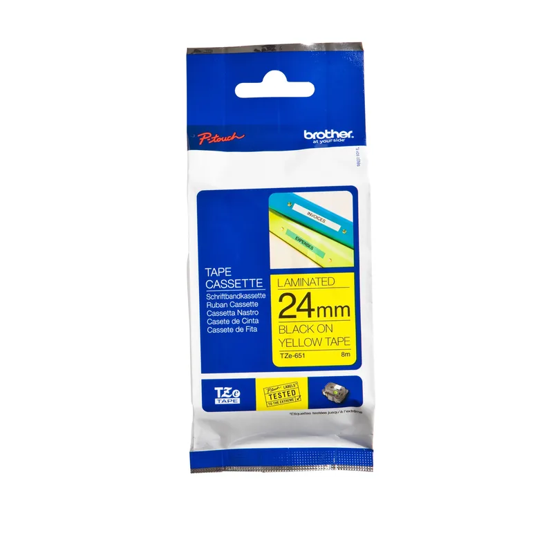 Labeltape brother ptouch tze651 24mm geel | 25 stuks de Brother – photo produit