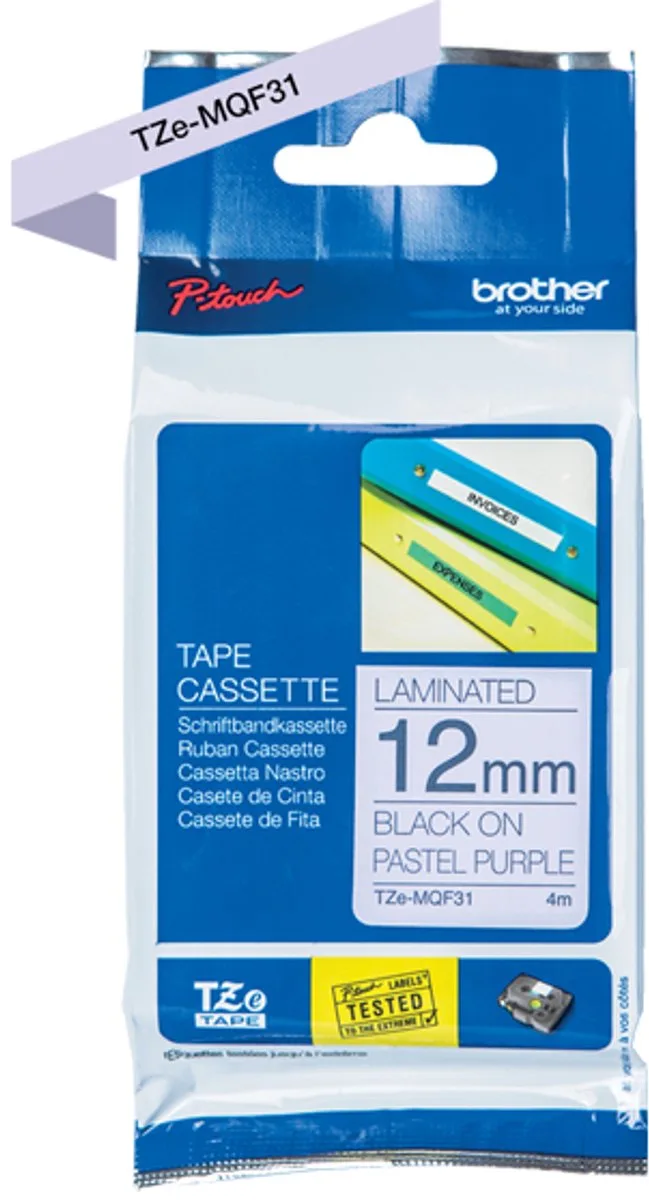 Labeltape pastel Brother TZe, TZ TZe-MQF31 Tapekleur: Pastellila Tekstkleur:Zwart 12 mm 4 m von Brother in Schwarz – Produktfoto