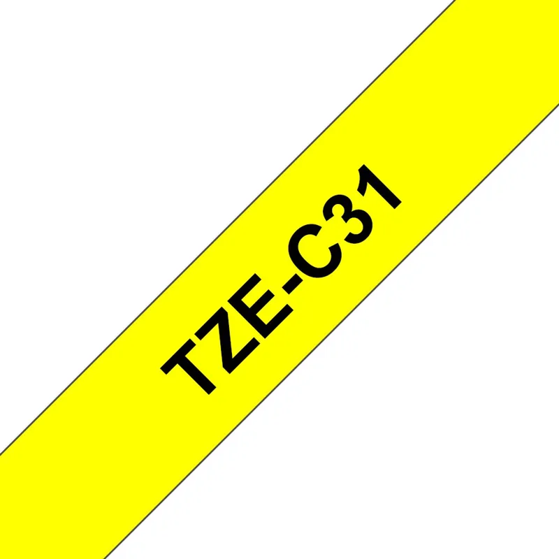 Labeltape signaalkleur Brother TZe, TZ TZe-C31 Tapekleur: Signaalgeel Tekstkleur:Zwart 12 mm 5 m by Brother in Black – product photo