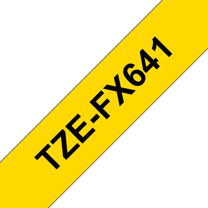 Laminated Tape for Labelling Machines Brother TZ-FX641 18 mm x 8 m Black/Yellow de Brother en Black on Yellow – photo produit