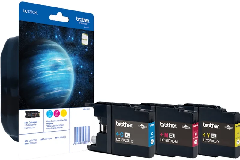 LC-1280XLRBWBP - Inktcartridge / Geel / Cyaan / Magenta / Hoge Capaciteit de Brother en 3-kleuren – photo produit
