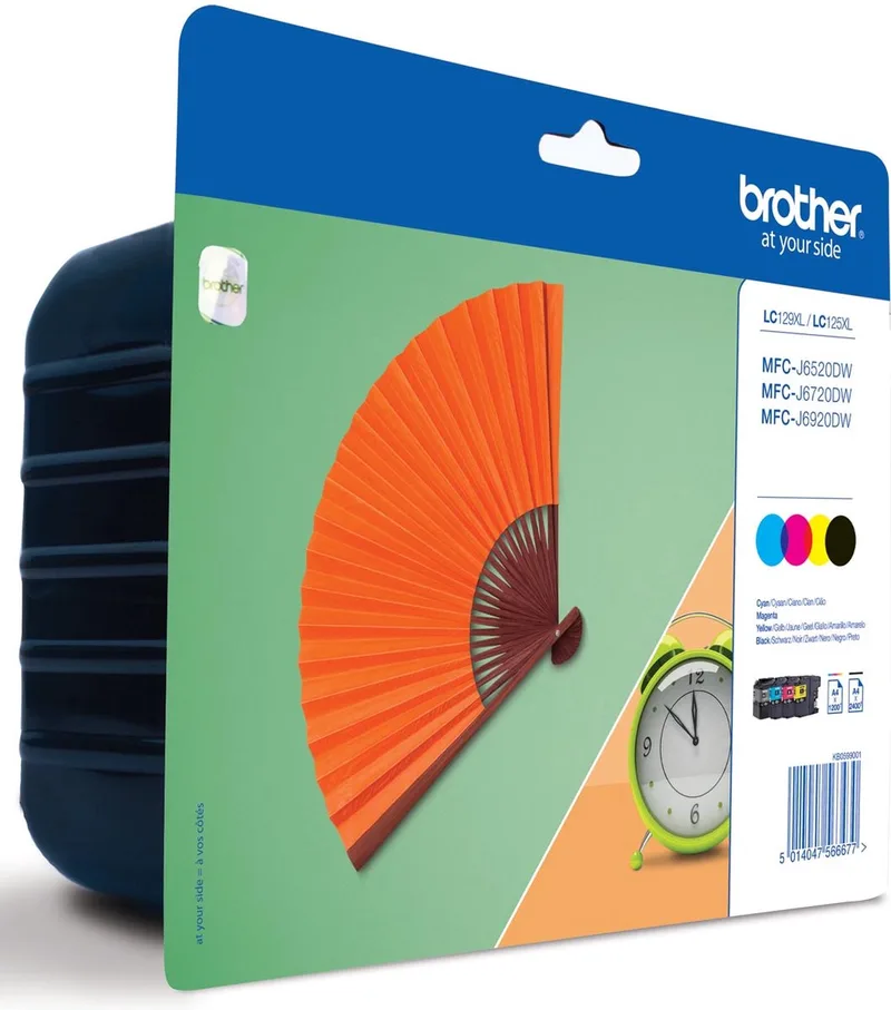LC-129XLVALBP inktcartridge en drie kleuren standard capacity bk: 2.400, cl: 1.200 pages 1-pack blister zonder alarm by Brother in Black – product photo