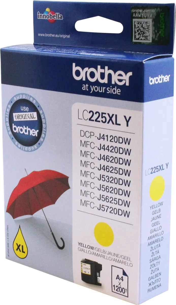 LC-225XL - Inktcartridge - Hoge Capaciteit von Brother in Gelb – Produktfoto