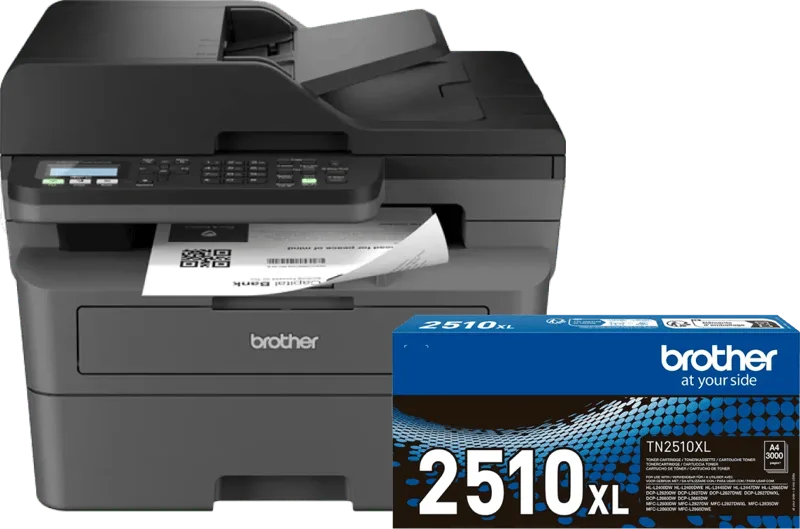 MFC-L2800DW + 1 extra zwarte XL toner von Brother – Produktfoto