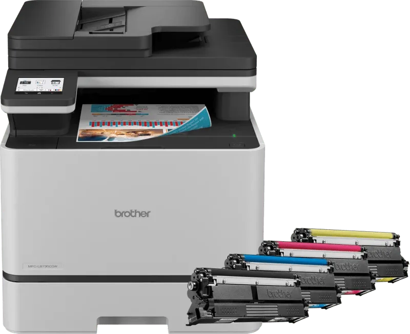 MFC-L8730CDW + 1 set extra toners van Brother – productfoto