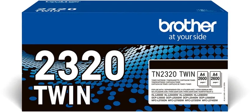 Original Ink Cartridge Brother TN-2320TWIN Black de Brother en Noir – photo produit
