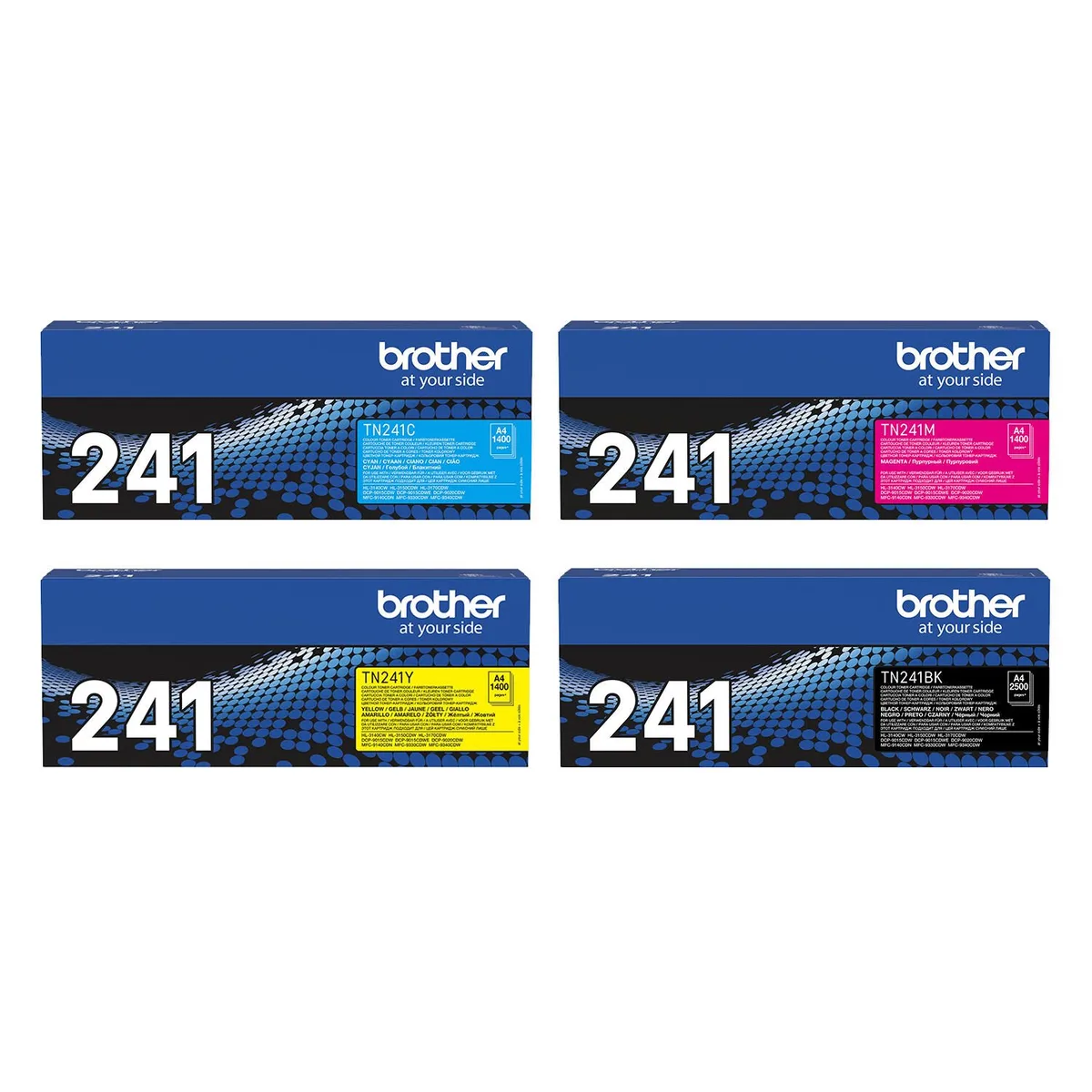 Original TN-241 Toner - 4er Multipack (TN241C, TN241M, TN241Y, TN241BK) fra Brother – produktbillede