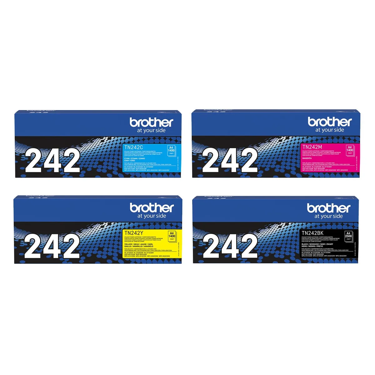 Original TN-242 Toner - 4er Multipack (TN242C, TN242M, TN242Y, TN242BK) fra Brother – produktbillede