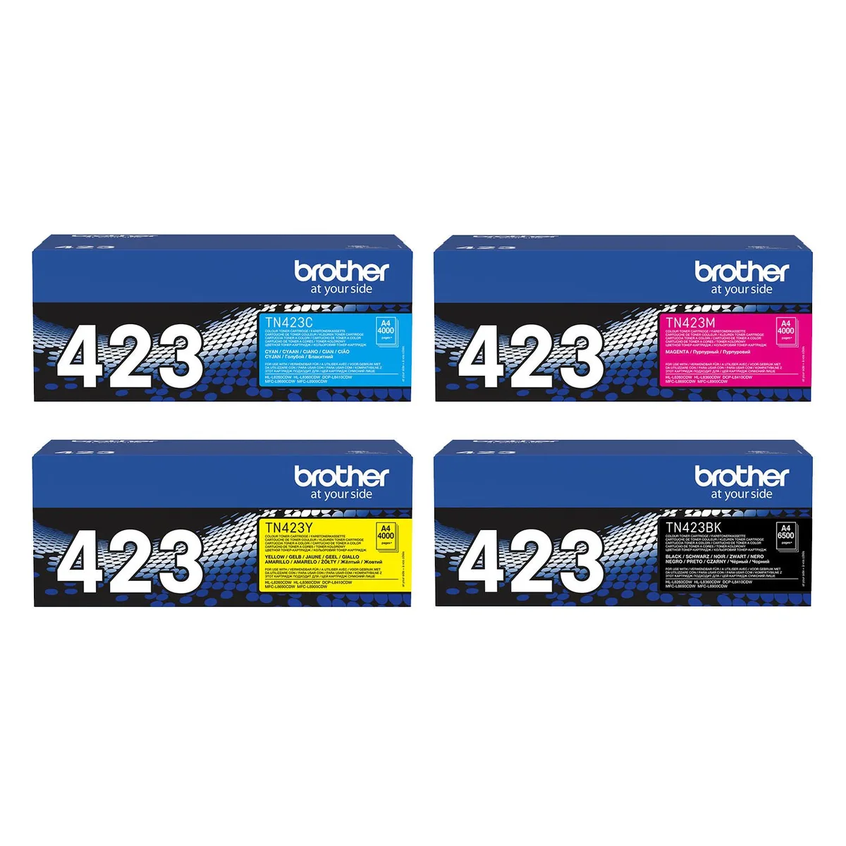Original TN423 Toner 4er Multipack, cyan, magenta, gelb, schwarz von Brother – Produktfoto