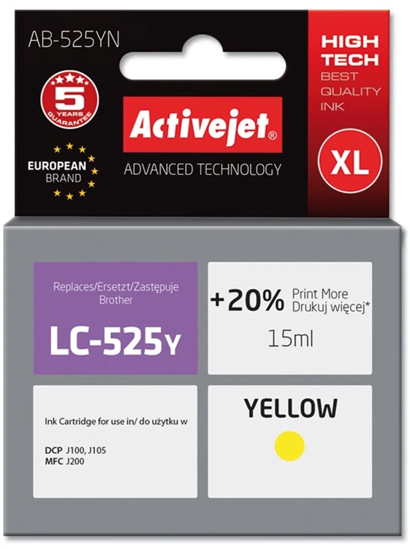 Originele inkt cartridge Activejet AB-525YN von Brother in Gelb – Produktfoto