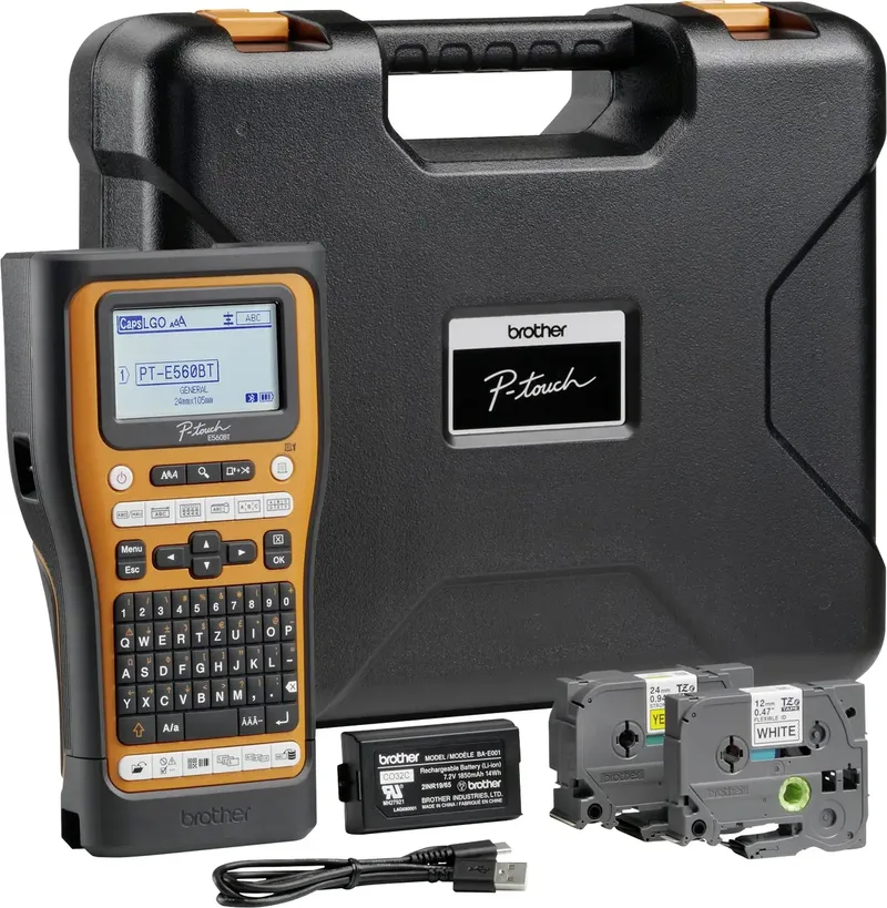 P-Touch PT-E560BTVP Beschriftungsgerät Geeignet für Schriftband: TZe, HSe 3.5 mm, 6 mm, 9 mm, 12 mm, 18 mm, 24 mm de Brother – photo produit